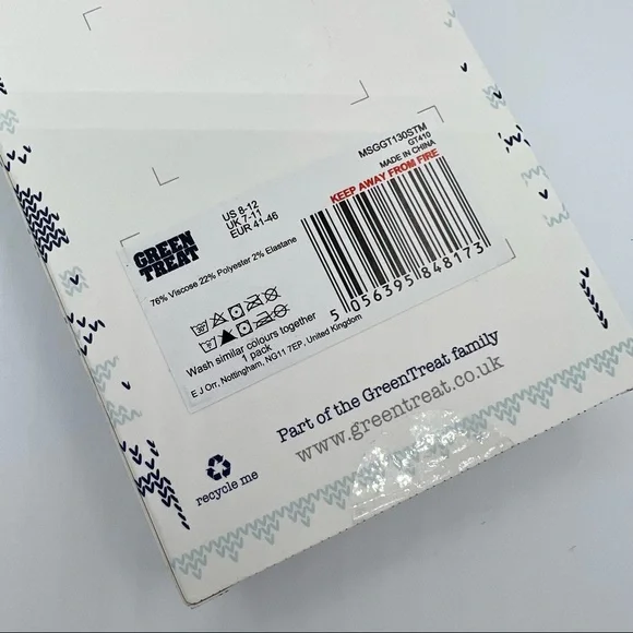 Green Treat Men’s SuperSoft 1 Pair Socks Gift Box Set Size 8-12 New Sealed Box - Picture 4 of 4